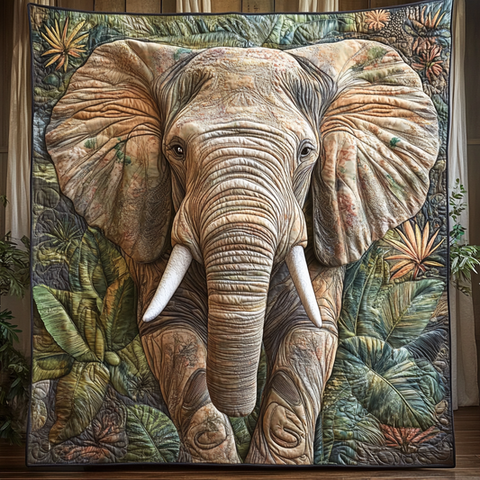 Elephant Wild Whisper Quilted Blanket - Throw (55" x 60")