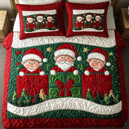 Elfie Festive Fun 3-Piece Quilted Bedding Set - Single (59" x 70")