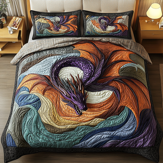 Ember Wings 3-Piece Quilted Bedding Set - Single (59" x 70")