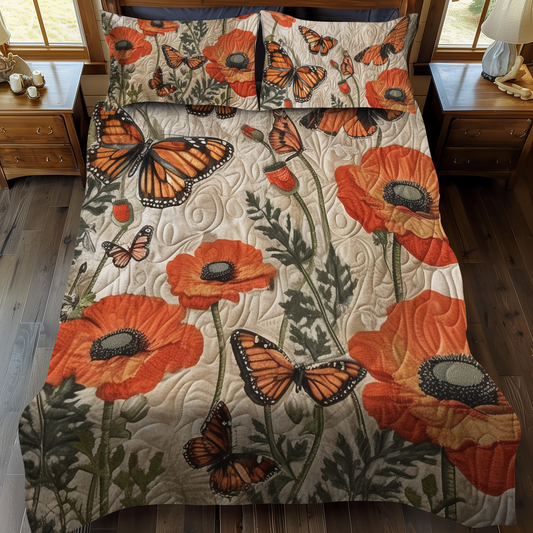 Enchanted Monarch Butterflies 3-Piece Quilted Bedding Set - Single (59" x 70")