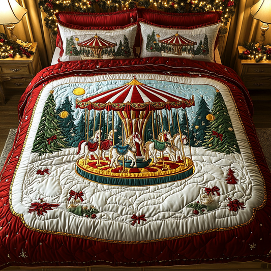Enchanted Carousel 3-Piece Quilted Bedding Set - Single (59" x 70")