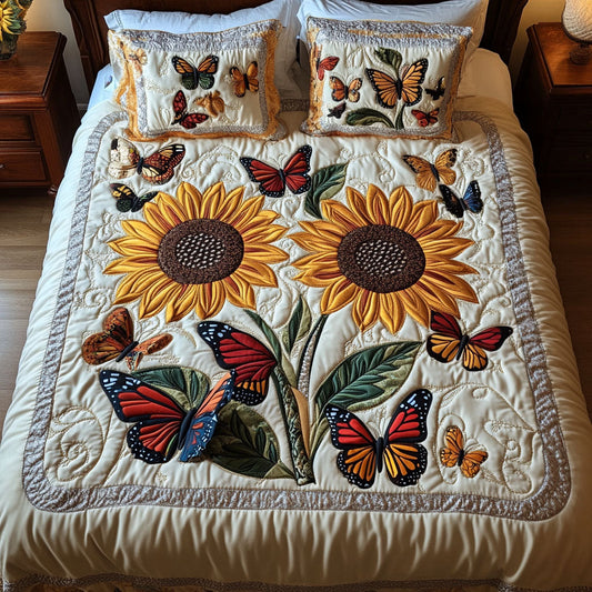 Enchanted Flutter 3-Piece Quilted Bedding Set - Single (59" x 70")