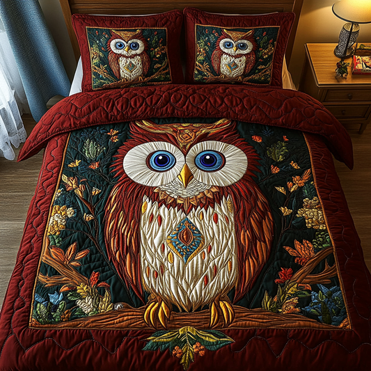 Enchanted Owl 3-Piece Quilted Bedding Set - Single (59" x 70")