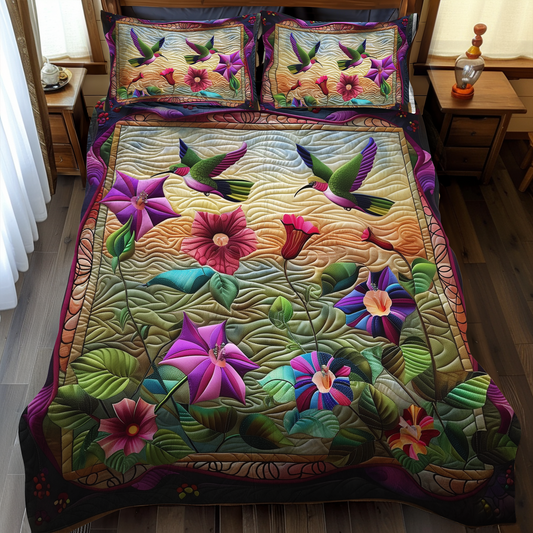 Enchanted Petals 3-Piece Quilted Bedding Set - Single (59" x 70")