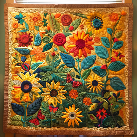 Enchanting Sunflowers Quilted Blanket - Throw (55" x 60")