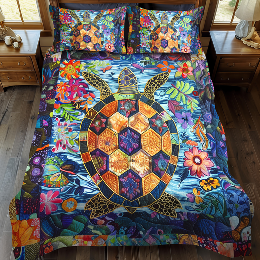 Enchanting Turtles 3-Piece Quilted Bedding Set - Single (59" x 70")