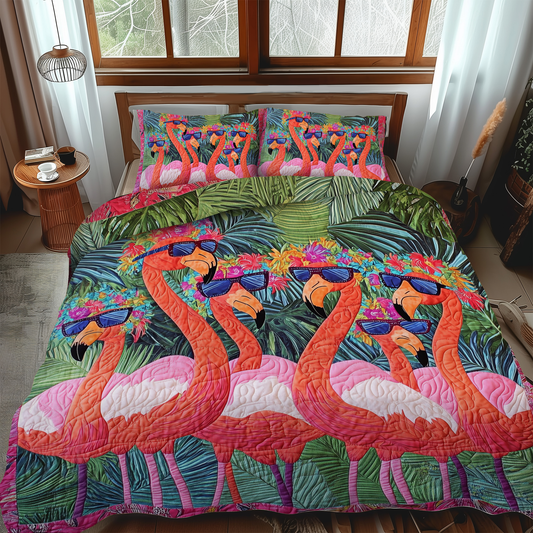 Endearing Flamingo 3-Piece Quilted Bedding Set - Single (59" x 70")
