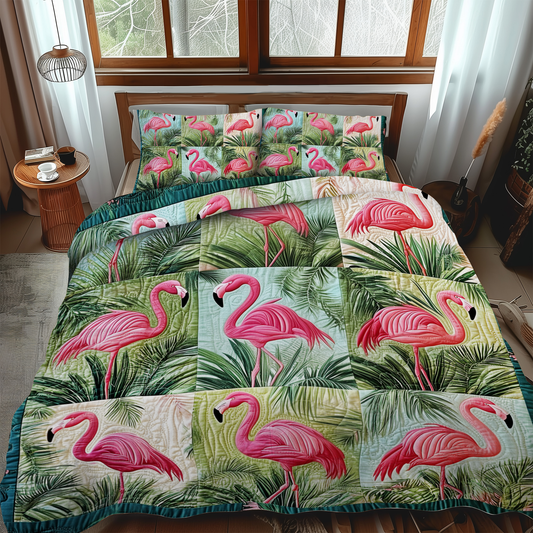Endearing Flamingo 3-Piece Quilted Bedding Set - Single (59" x 70")