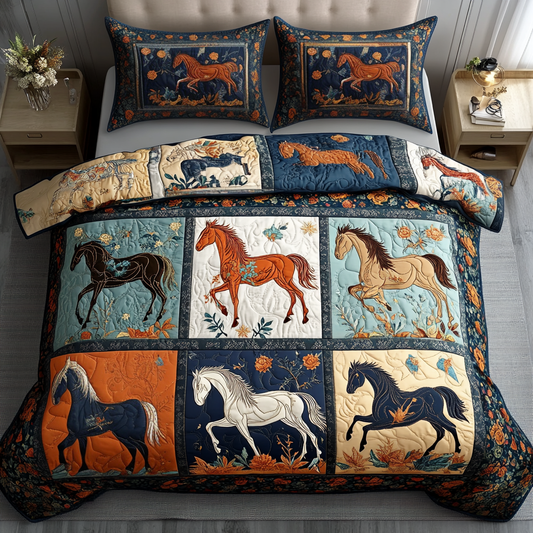 Equestrian Dreams 3-Piece Quilted Bedding Set - Single (59" x 70")