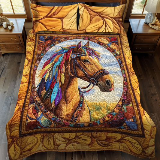 Equestrian Elegance 3-Piece Quilted Bedding Set - Single (59" x 70")