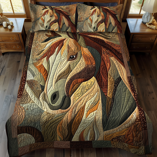 Equine Elegance 3-Piece Quilted Bedding Set - Single (59" x 70")