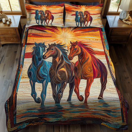 Equine Elegance 3-Piece Quilted Bedding Set - Single (59" x 70")