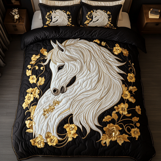 Equine Elegance 3-Piece Quilted Bedding Set - Single (59" x 70")