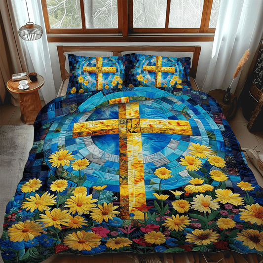 Eternal Bloom 3-Piece Quilted Bedding Set - Single (59" x 70")