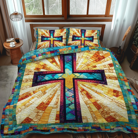 Eternal Cross 3-Piece Quilted Bedding Set - Single (59" x 70")