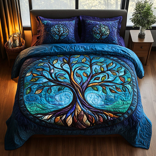 Eternal Roots 3-Piece Quilted Bedding Set - Single (59" x 70")