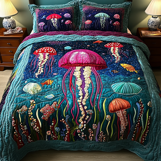 Ethereal Drift 3-Piece Quilted Bedding Set - Single (59" x 70")