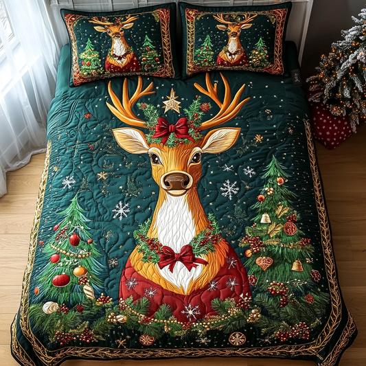 Evergreen Cheer Quilted Bedding Set - Single (59" x 70")
