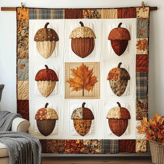 Fall Acorn Quilted Blanket - Throw (55" x 60")