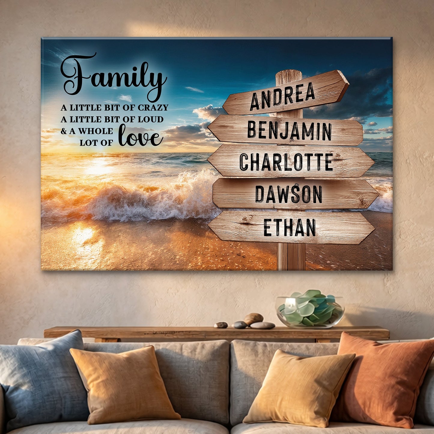 Family Whole Lot Of Love Ocean Sunset Wall Sign