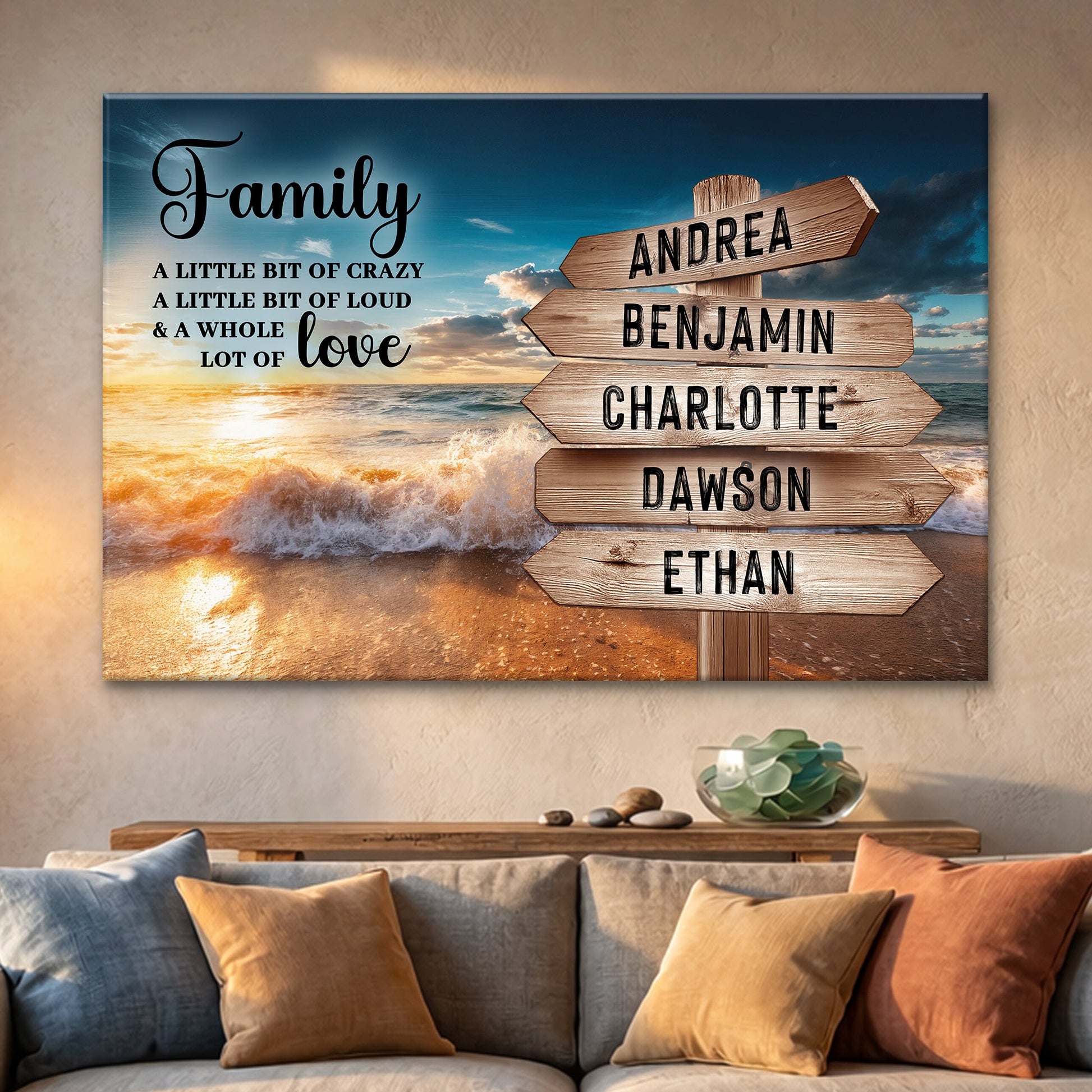 Family Whole Lot Of Love Ocean Sunset Wall Sign