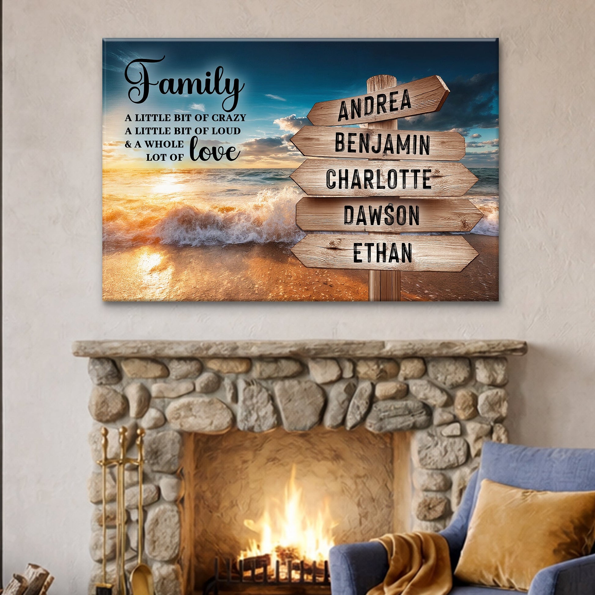 Family Whole Lot Of Love Ocean Sunset Wall Sign