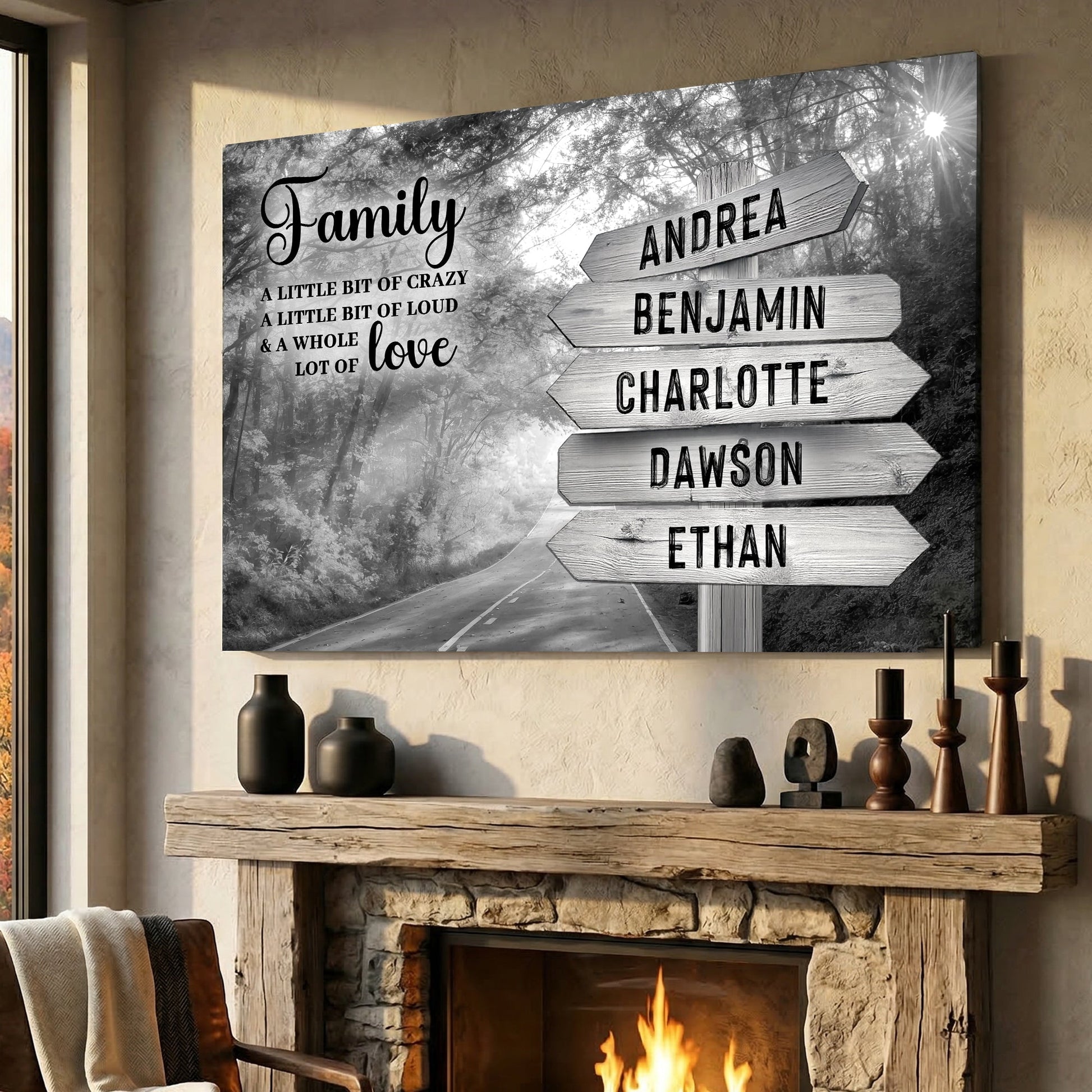 Family Whole Lot Of Love Grey Autumn Road Wall Sign