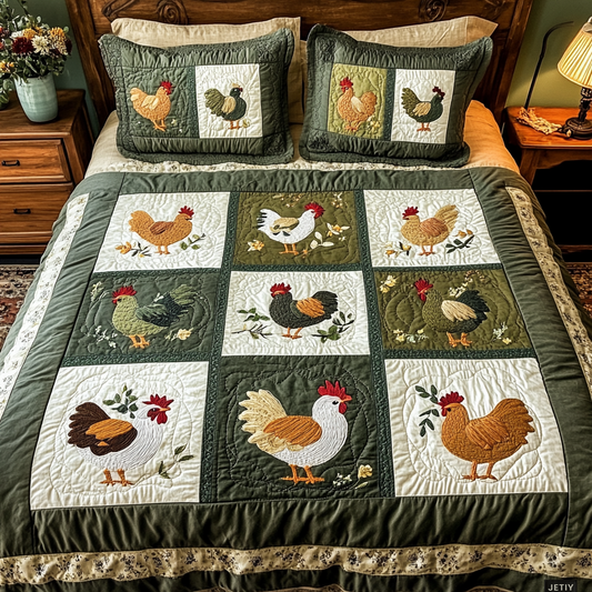 Farmyard Friends 3-Piece Quilted Bedding Set - Single (59" x 70")