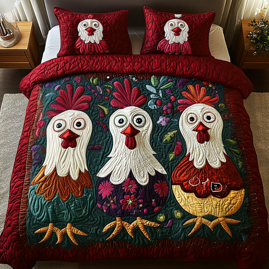 Farmyard Fun 3-Piece Quilted Bedding Set - Single (59" x 70")