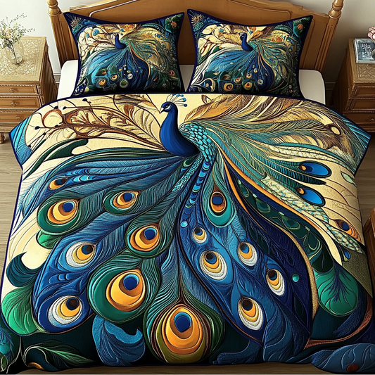 Feathered Elegance 3-Piece Quilted Bedding Set - Single (59" x 70")
