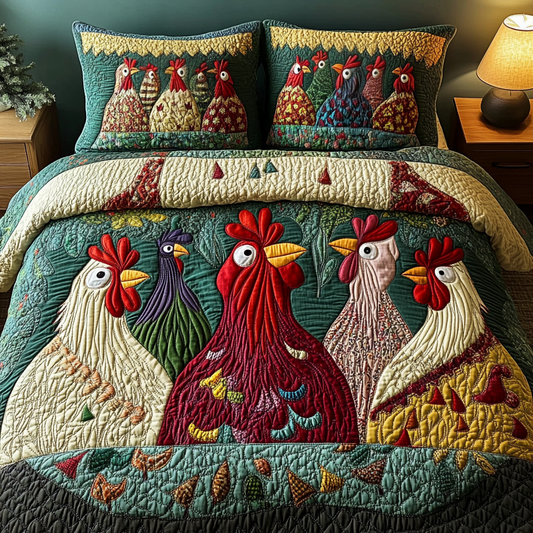 Feathered Friends 3-Piece Quilted Bedding Set - Single (59" x 70")