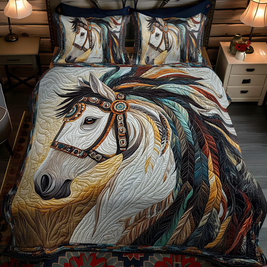 Feathered Mane Quilted Bedding Set - Single (59" x 70")