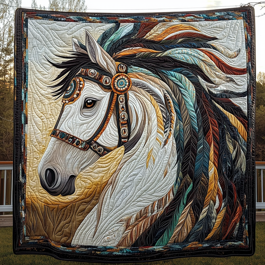 Feathered Mane Quilted Blanket - Throw (55" x 60")