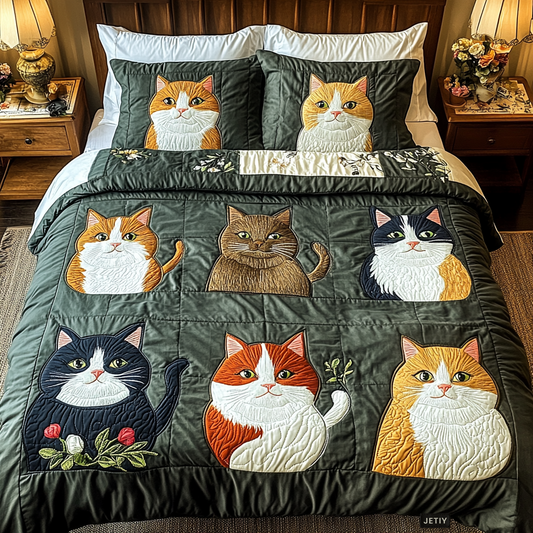 Feline Fantasy 3-Piece Quilted Bedding Set - Single (59" x 70")