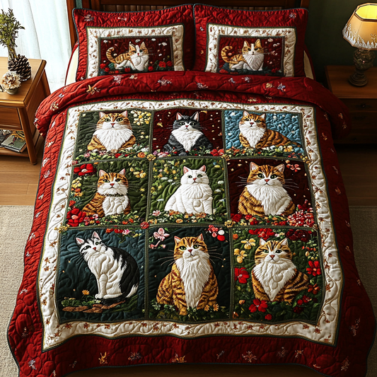 Feline Fantasy 3-Piece Quilted Bedding Set - Single (59" x 70")