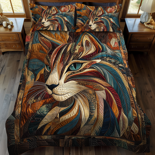 Feline Fiesta 3-Piece Quilted Bedding Set - Single (59" x 70")