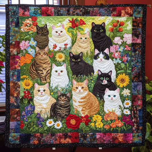 Feline Harmony Quilted Blanket - Throw (55" x 60")