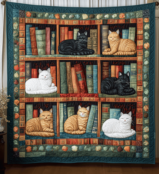 Feline and Fiction Quilted Blanket - Throw (55" x 60")