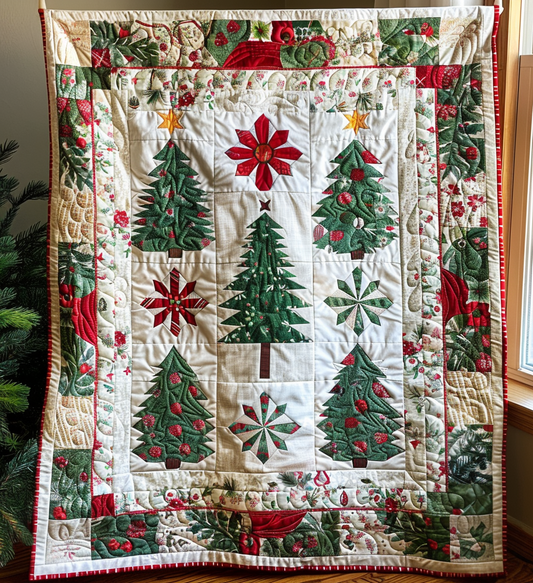 Festive Fir Quilted Blanket - Throw (55" x 60")