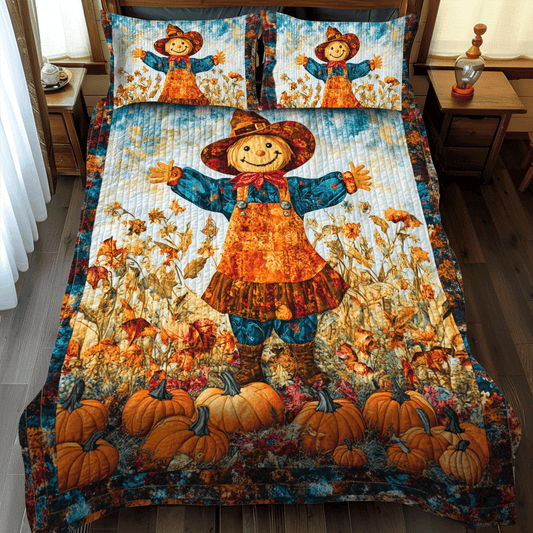 Festive Atmosphere Scarecrow 3-Piece Quilted Bedding Set - Single (59" x 70")