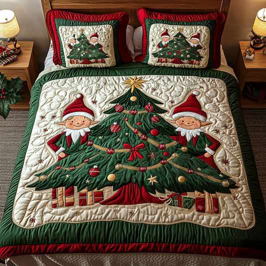 Festive Elf 3-Piece Quilted Bedding Set - Single (59" x 70")