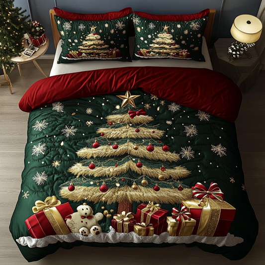 Festive Fir Magic 3-Piece Quilted Bedding Set - Single (59" x 70")