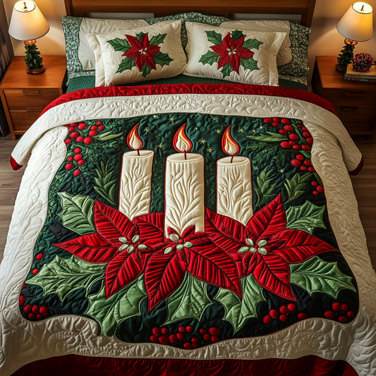 Festive Flames 3-Piece Quilted Bedding Set - Single (59" x 70")