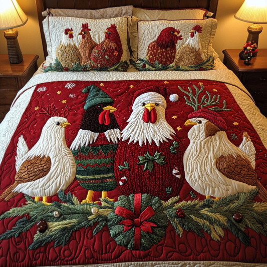 Festive Flock 3-Piece Quilted Bedding Set - Single (59" x 70")