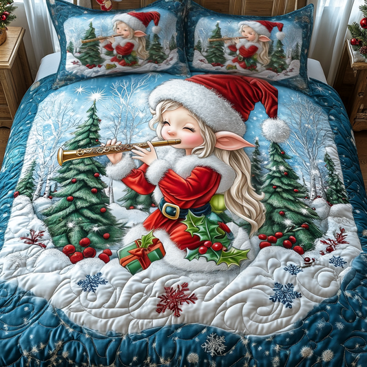 Festive Flute Elf Quilted Bedding Set - Single (59" x 70")