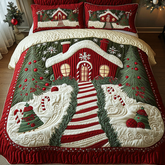 Festive Forest 3-Piece Quilted Bedding Set - Single (59" x 70")