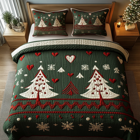 Festive Forest Charm 3-Piece Quilted Bedding Set - Single (59" x 70")