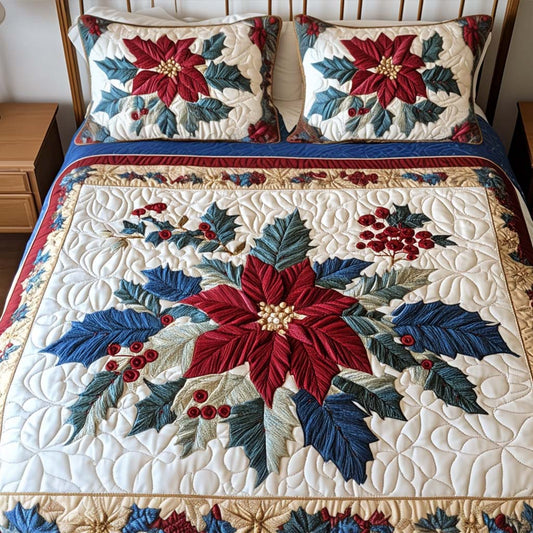 Festive Glow 3-Piece Quilted Bedding Set - Single (59" x 70")