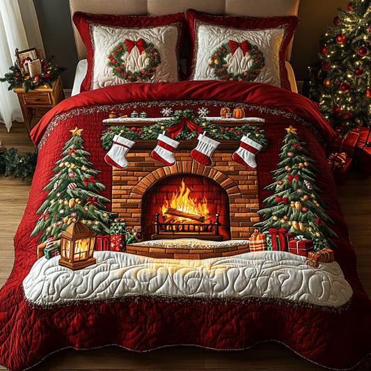 Festive Hearth 3-Piece Quilted Bedding Set - Single (59" x 70")