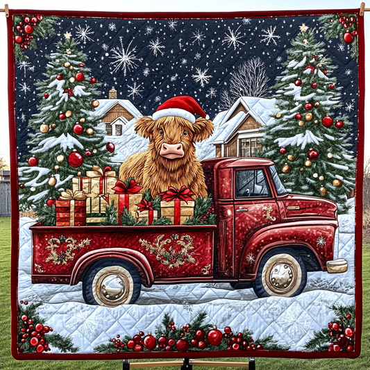 Festive Highland Joy Quilted Blanket - Throw (55" x 60")